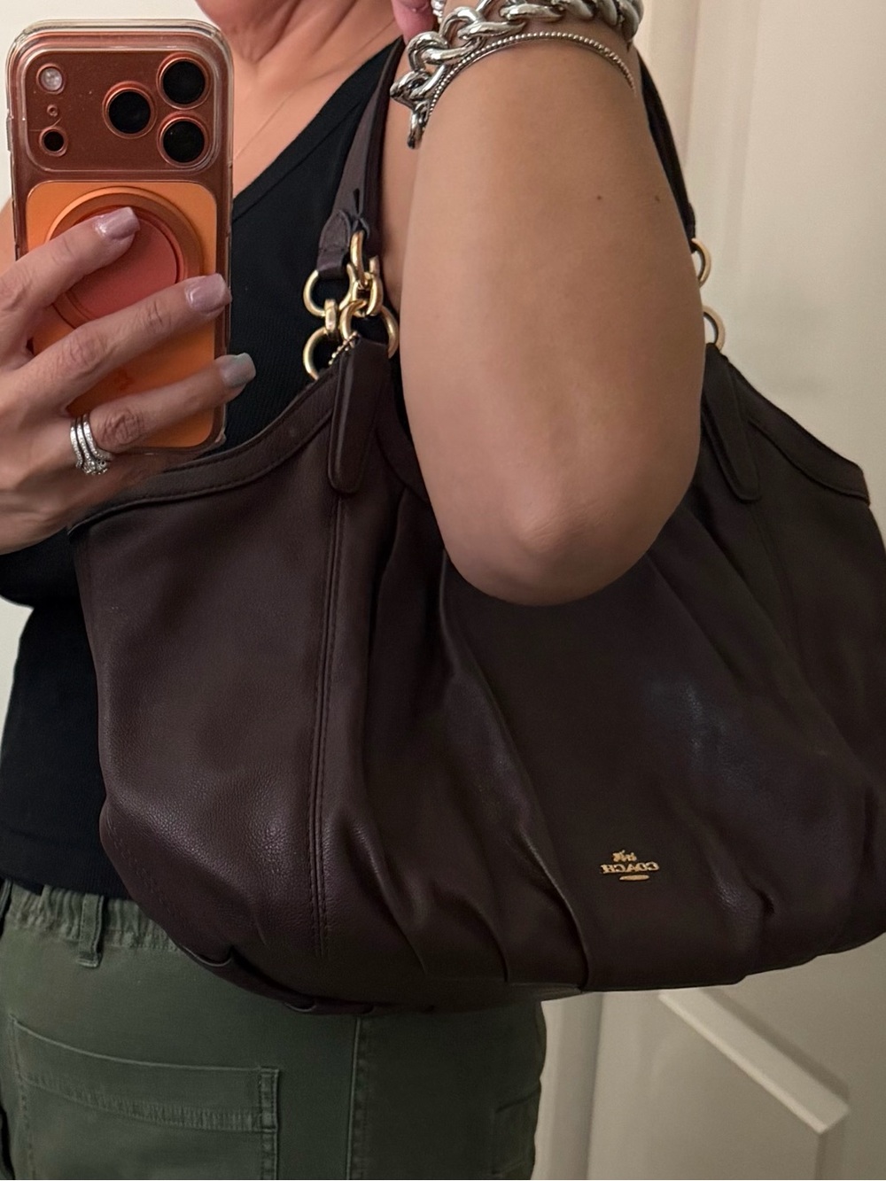 COACH Lily Pebbled Leather Shoulder Bag in Ox Blood with Gold Hardware K1781 - Picture 8 of 8